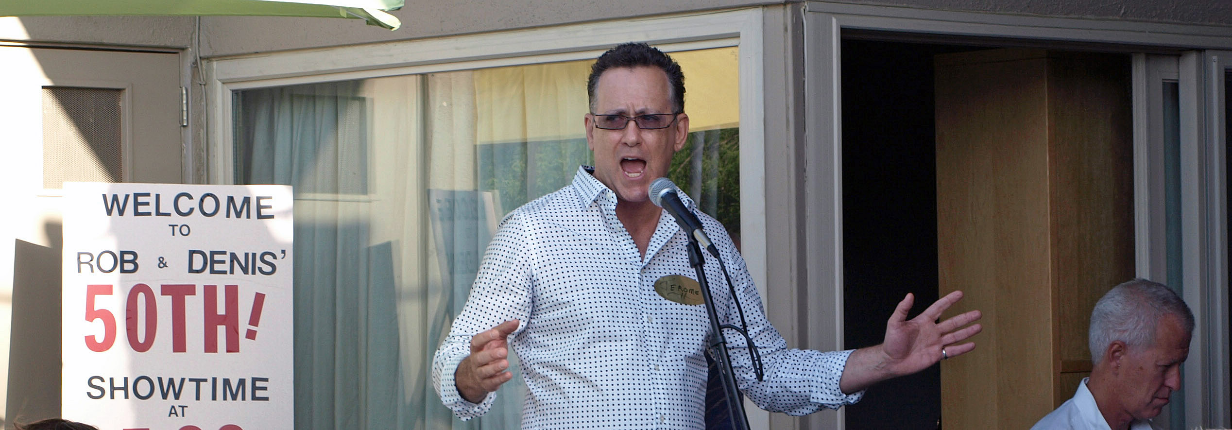 Jerome singing at the party, 2009